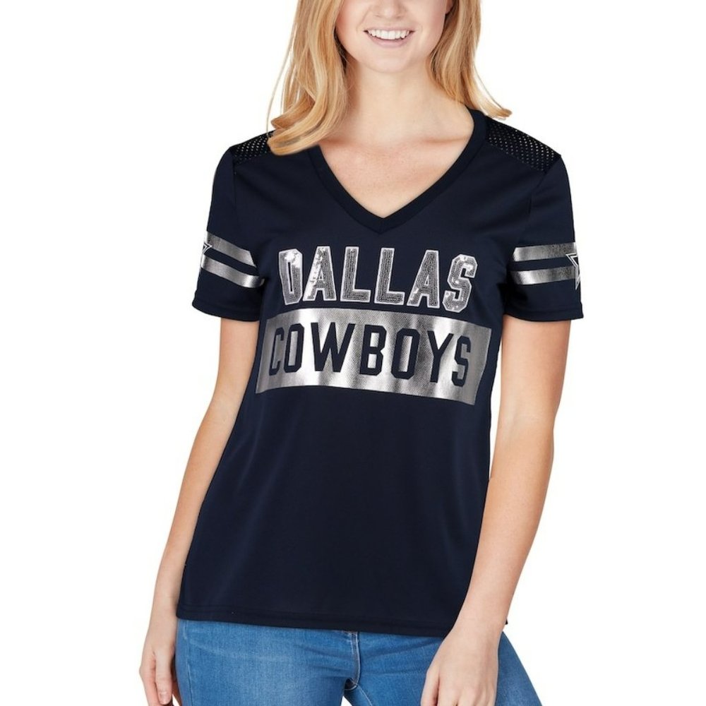 Dallas Cowboys • Woman's Navy Lotus V-Neck Top || Large  🏈